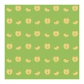 Seamless pattern with slices, parts of apples on a green background